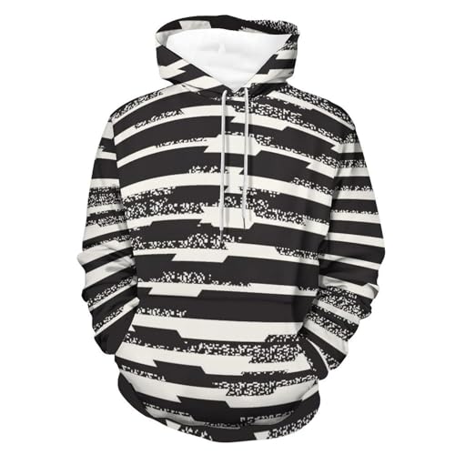 Sweat à capuche géométrie noir et blanc unisexe taille S