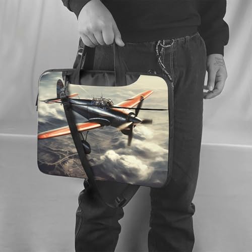 Bolso portátil con diseño avión retro negro 14 pulgadas miniatura 2