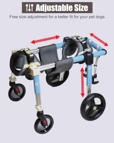 Silla de ruedas para perros pequeños: carrito de aluminio ajustable para discapacidad 4