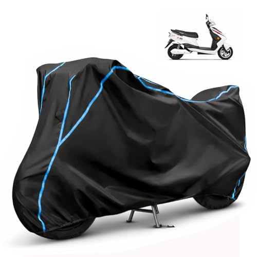 Image of Compatible with Okinawa R30 Waterproof Two Wheeler Scooter Body Cover Water Resistant, Heavy Duty, UV Rays, Dust & Scratch Protection for All-Modal & Variants (Black,Sky Blue Piping)