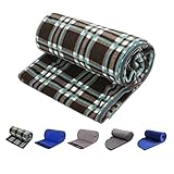 REDCAMP Fleece Sleeping Bag Liner Thicker for Adult Warm or Cold Weather, 73' Long Full Sized Zipper Camping Blanket for Outdoor Indoor Used with Sack, Brown