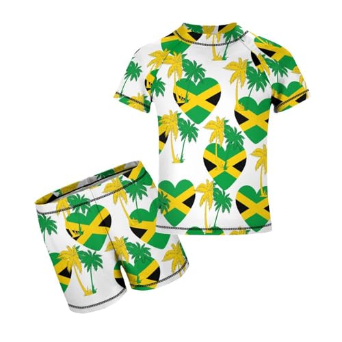 Palm Trees in Jamaica ColorsChildren's Swimsuits Boys Two Piece Suit10-12Y（150cm）