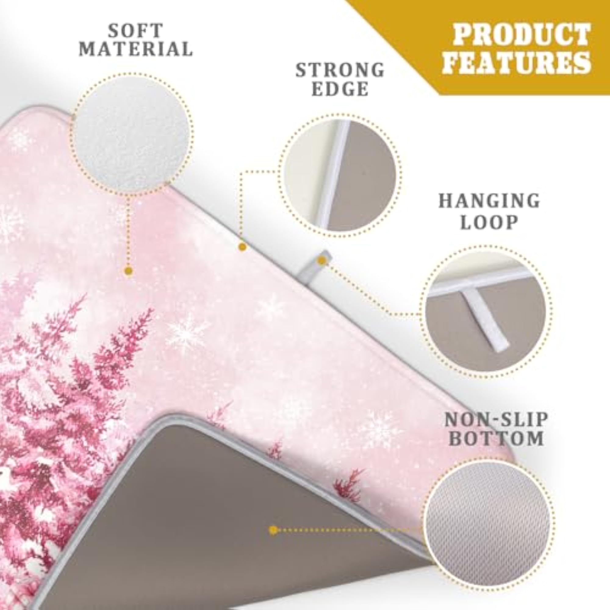 Pink Forest Dish Drying Mat, Absorbent Coffee Mat