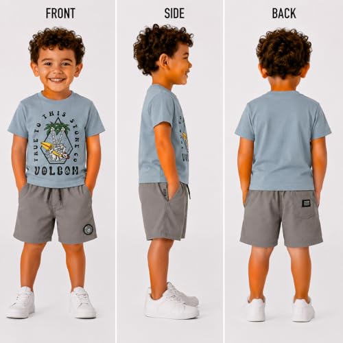 Image of Volcom Toddler Baby Boy Shorts Set - 2 Piece Short Sleeve Graphic Tees and Shorts Infant Toddler Little Boys Summer Outfits