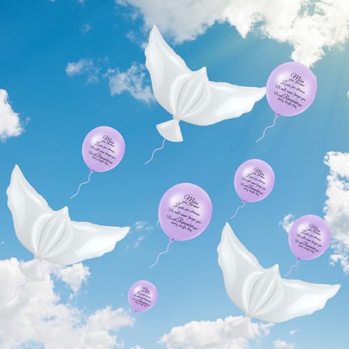 Image of Skylety 36 Pcs Memorial Balloons to Release with Dove Balloon,Light Purple | Helium, Remembrance for Heavenly Birthday, Memorial Services, Release in Sky Ceremony, Forever in Hearts Messages