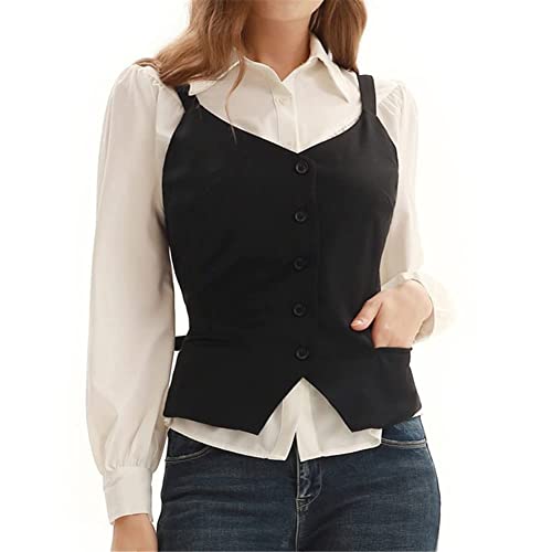 KANCY KOLE Vintage damesjas, mouwloos kostuumvest, lusvest, retro, jaren 50, elegant vest, top, zomer, hemdblouse, herfst, kort Gilet KC0124A21 - Image 3