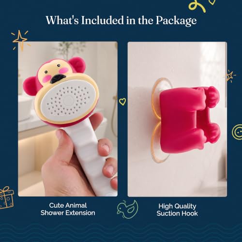 Image of JAL Animal Theme Hand Shower for Kids | Baby Bath Shower Extension & Hook
