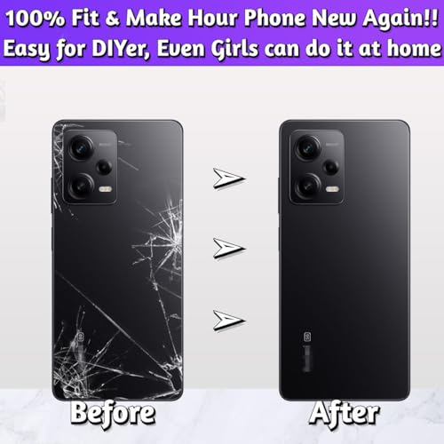 LUVSS Back Glass Cover Replacement Compitable for Xiaomi Redmi Note 12 Pro 5G Rear Cover + Repair Manual DIY Tools Kit (Blue) - Image 3