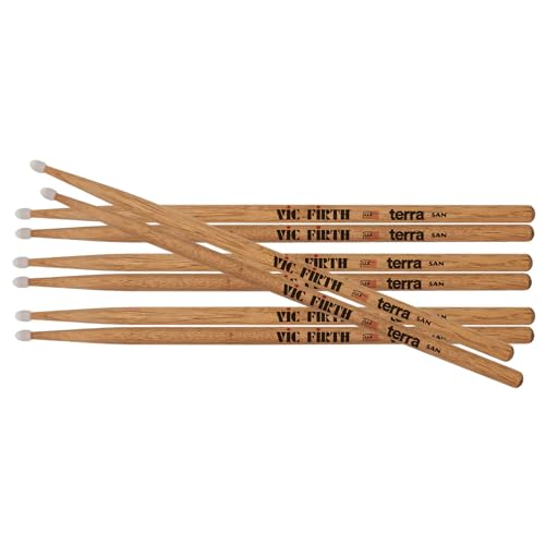 Vic Firth Bacchette della serie American Classic Terra 5ATN American Hickory Punta in nylon Confezione da 4 paiak