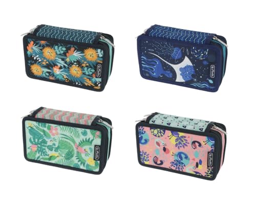 Herlitz® Schulmäppchen 3-Fach ohne Zubehör | Reißverschluss | Tasche Etui Stiftehalter Organizer Federn Buntstifte Zubehör | Robust Robust | Kinder Jugendliche |, Multicoloured, 3-Fach