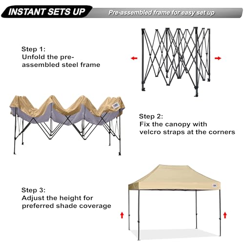 Image of ABCCANOPY Patio Pop Up Canopy Tent 10x15 Commercial-Series (Beige)