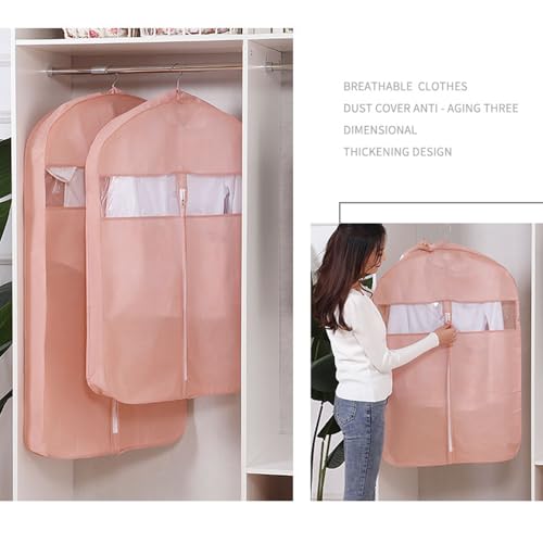 3 Pcs Garment Bags - Breathable Dust Covers for Suits, Shirts & Padded Clothes - Hanging Clothing Storage - Red 60x130cm/24x51in - Protects from Dust & Damage3