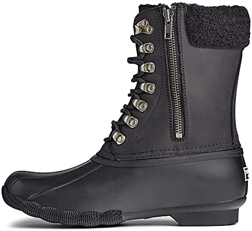 Sperry Womens Saltwater Tall Leather Cozy Rain Boot, Black, 8 Us #TOP9
