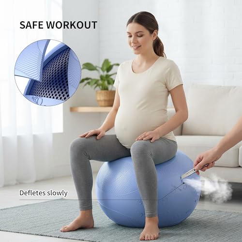 Image of Extra Thick Yoga Ball with Training Instruction, Anti-Burst Slip Resistant Exercise Ball with Pump for Pilates,Physical Therapy,Pregnancy Stability,Birthing Ball 22in 26in 30in