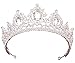 WIOJEIGO Wedding Crown Crystal Birthday Tiara Pageant Quinceanera Rhinestone Princess Headband for Prom Silver