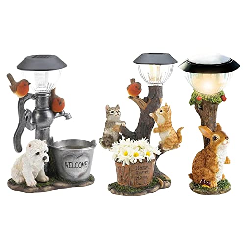 Kuyyfds Fairy Garden,Garden Statue, Solar Garden Ornament Light Resin Rabbit Statues Solar Lights For Patio Lawn Yard Porch Pond Garden Decorations Garden Sculptures Statues #TOP5