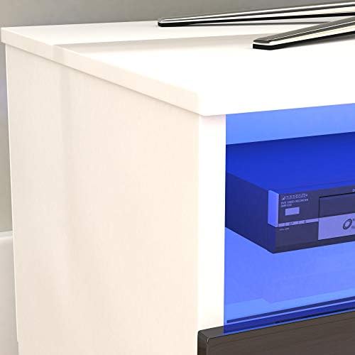 Vida Designs Vogue LED TV Unit 2 Drawer Modern Gloss Matte MDF Living Room Cabinet Media Stand Furniture RGB Light White & Black