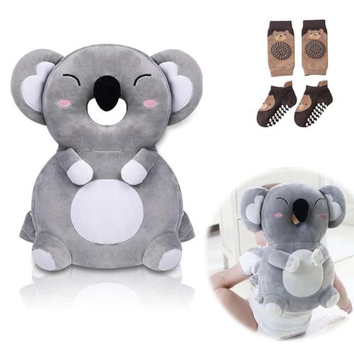 Bambebe Protezione Testa per Neonato Morbido Cuscino Anticaduta Bambino Proteggi Testa Bambini Regolabile Zaino Salva Testa Neonati Caschetto Primi Passi Zainetto Anticaduta Bambini(Koala)