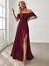 Ever-Pretty A-línea Vestido de Noche Verano para Mujer Borgoña 40