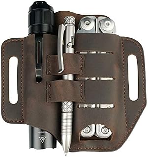 VIPERADE PJ13 EDC Leather Sheath, Knife Belt Sheath/Leather Flashlight Holster/for Leatherman Multitools Sheath