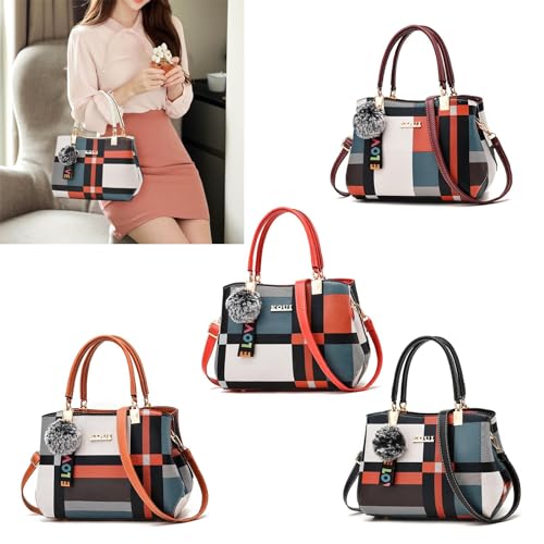 PURPLELILY Crossbody Bag Vintage Shoulder Bag for Women Fashion Messenger Bag with Hairball Handbag Versatile Leather Bag2