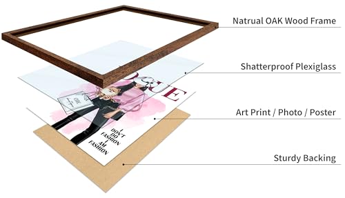 Image of Poster Master Lady with Dog Print - I Am Fashion Poster - Modern Trendy Art - Chic Gift for Women & Fashionista - Haute Couture Decor for Bedroom or Girls Room - 8x10 Brown Framed