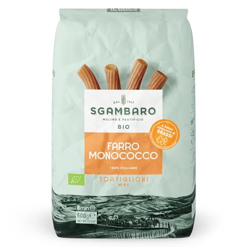 Sgambaro Bio Pasta Tortiglioni N.89-500 g Nudeln aus Einkorn – Fettarm - Quelle von Ballaststoffen und Eiweiß
