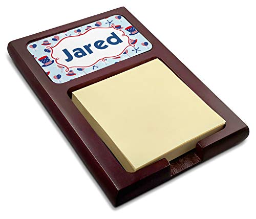 Personalized Patriotic Celebration Red Mahogany Sticky Note Holder