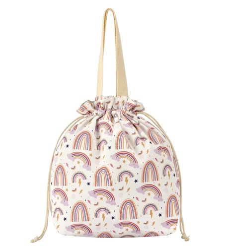 DAROSS Reusable Lunch Bag - Insulated Eco-Friendly Lunch Tote for Work, School, or Picnics, Lightweight & Waterproof, Keeps Food Fresh All Day (Pink Rainbow)