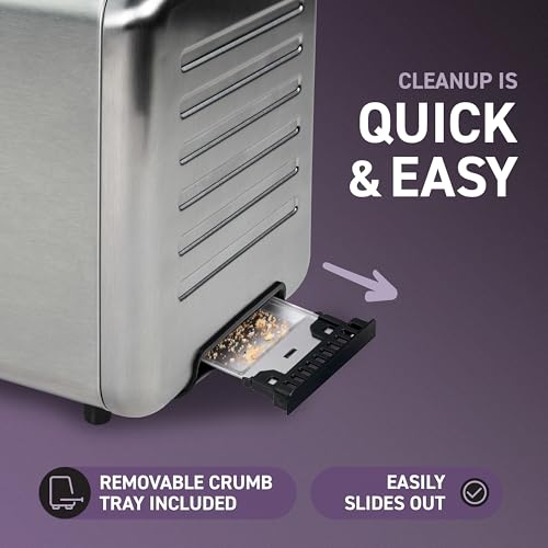 Image of Inspirex Touch Screen Toaster - 2 Slice Extra-Wide Slots - 5 Bread Type and 6 Browning Levels - Defrost, Reheat, Favorite, Single Slot Settings - Stainless Steel