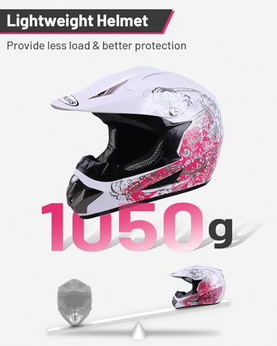Image of Youth Dirt Bike Helmet DOT Certified for Boys & Girls Ages 5-14, Four Wheeler, Motocross, BMX, MX, UTV, Go Kart, Racing, Skateboard, Baseball