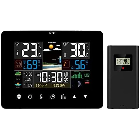LBWF WiFi Weather Station, Touch Color Display Digital Weather Stations, with Alert and Temperature/Humidity/Barometric/Forecast/Alarm Clock/Moon Phase Cover