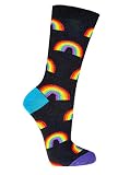 Damen Jungen Mädchen Socken (2 Paar) witzig bunt 36-41 Regenbogen