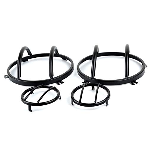 Hooke Road Black Front Headlight & Turn Signal Cover Guard Kit for 2007-2018 Jeep Wrangler JK & Wrangler Unlimited