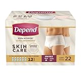Depend Ropa Interior Nocturno Skin Care Desechable para Incontinencia, Talla M Unisex, Caja con 22 Piezas, con Tecnología...