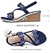 SHIBEVER Wedge Sandals for Women Dressy Summer Low Platform Wedges Sandals Elastic Ankle Strap Flower Comfortable Casual Shoes Navy blue 8