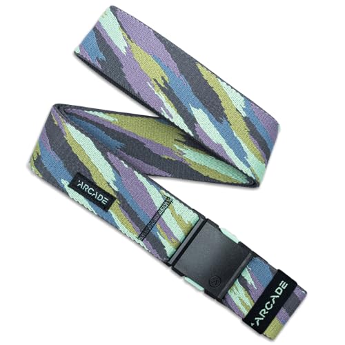 Arcade Belts A2 Unisex Adventure Belt: Heavy Duty Stretch, Metal Free Buckle, Brushstroke - Mint, Standard (Up to 40); 1.5 Wide