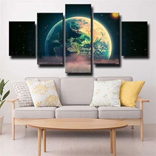 Tableaux impressions sur toile HD modulaires paysage spatial avec cadre 200x100cm