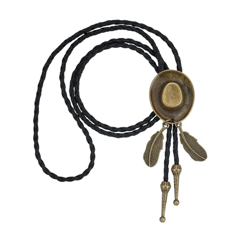 Image of Western Cowboy Bolo tie for Men Women Gold Silver Death Skull Moth Cross Bolo Tie Christmas Deer Rooster Wolf Necktie Gift