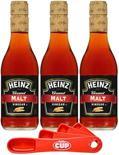 Heinz Gourmet Malt Vinegar, 12 fl oz Bottle (Pack of 3) with By The Cup Swivel Spoons