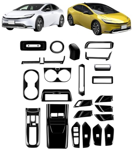 VrayKnol 新型 プリウス 5代目 60系 対応 令和5年1月後~14点セット フロント&リアカップホルダー+シフトゲートパネル+ シフトノブカバー+ドアハンドルカバー+ウィンドウボタンフレーム+サイド&センター&ダッシュボード吹出し口&リアキックガ