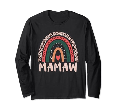 Mamaw Rainbow Grandma Grandmother Women Mothers Day Mamaw Manga Larga