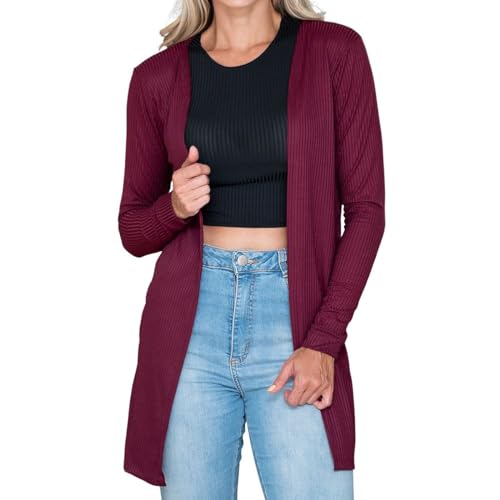 Kimono Cardigan Feminino Sobretudo Casaquinho Casual Bordô M