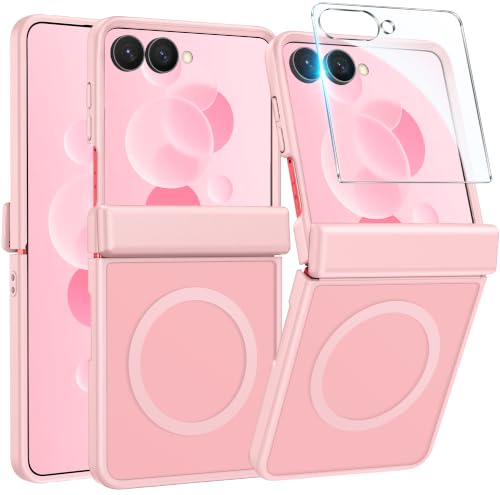 Image of FNTCASE for Samsung Galaxy Z Flip 8 Case: [Hinge Protection + Screen Protector] [Fit for Magsafe] Military Grade Drop Proof, Translucent Matte Protective Phone Cover - Light Pink
