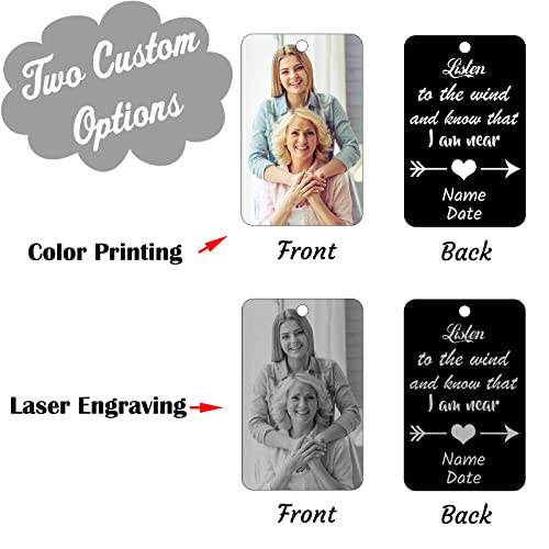 Image of Personalized Custom Wind Chimes Memorial Gift for Loss of Loved One Mother Dad Mom Dog Pets Customized Outdoor Sympathy Wind Chimes with Photo Text