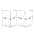 Damomo 4 Pack Stackable Organizer Drawers, 4.4" Tall Clear Bathroom Makeup Organizer and Storage, Acrylic Small Organizers Bins for Vanity, Undersink, Bathroom, Pantry, Kitchen Cabinets