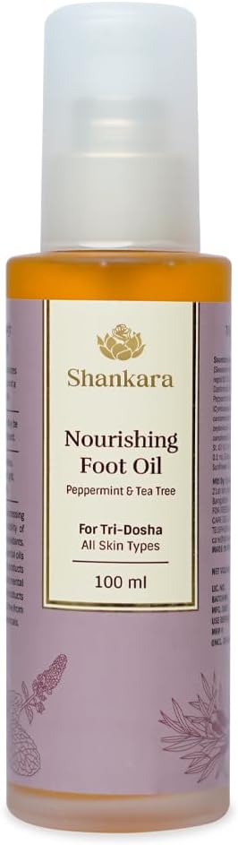 Nourishing Foot Oil, With Pure Essential Oils of Peppermint and Tea Tree, Suitable for Tri-Dosha and All Skin Types - 100ml