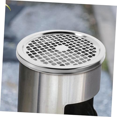 WATIIFUFU Edelstahl Aschenbecher Deckel für Mülltonne mit Gitter Rauchhemmend Langlebig Wiederverwendbar Geeignet für Büro und Außenbereiche Verhindert Gerüche und Ascheausbreitung