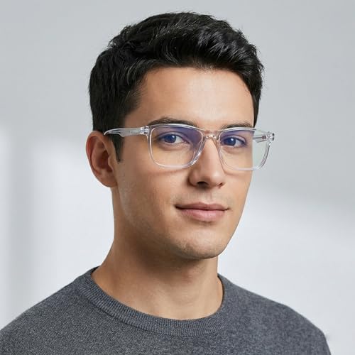 Image of UV Protection Glasses Blue Cut Blocking Harmful Rays Glasses for Men & Women Zero Power Computer Specs Eye Protection Lightweight Frame with Case & Cleaning Cloth