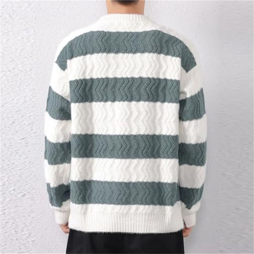 Men's Winter Striped Knitted Sweater - O-Neck Fashion Loose Casual Warm Streetwear Pullover3
